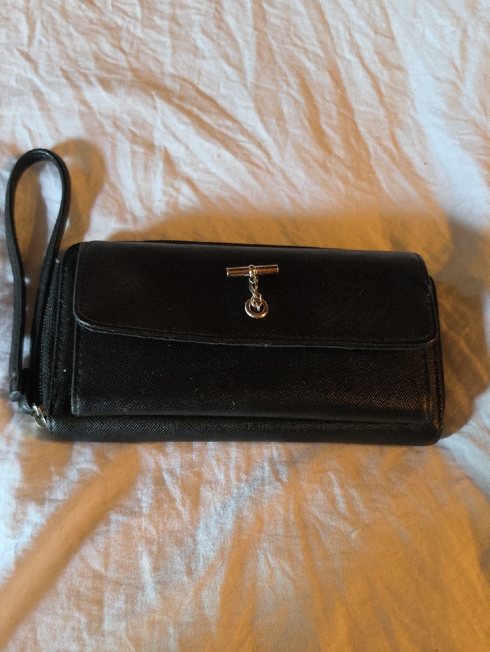 Nautica Black Wristlet Wallet with Silver Hardware